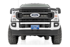 Ford F-250 Super Duty LED Light Kit - Grille Mount - Rough Country - Slimline - Black - '20-'22